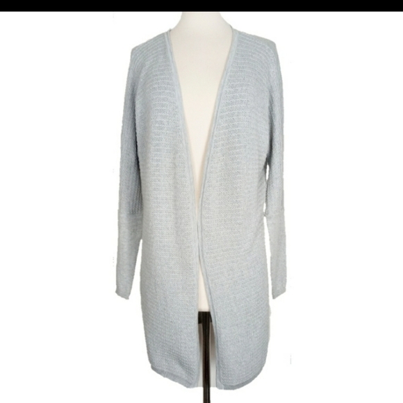 Tahari luxe cotton Cashmere Blend Duster Open Dolman Cardigan size small Gray - Picture 6 of 6